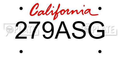 279ASG California License Plate