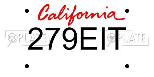 279EIT California License Plate