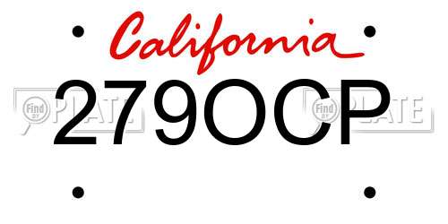 279OCP California License Plate