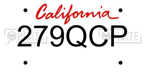 279QCP California License Plate