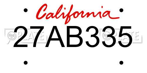27AB335 California License Plate