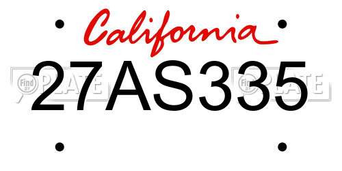 27AS335 California License Plate