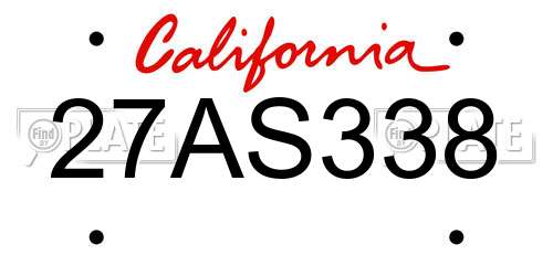 27AS338 California License Plate