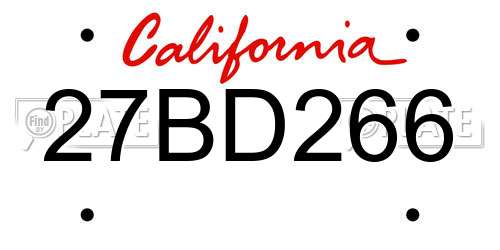 27BD266 California License Plate