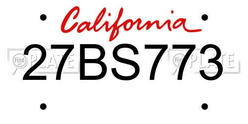 27BS773 California License Plate
