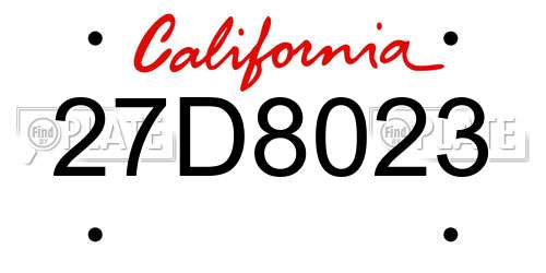 27D8023 California License Plate