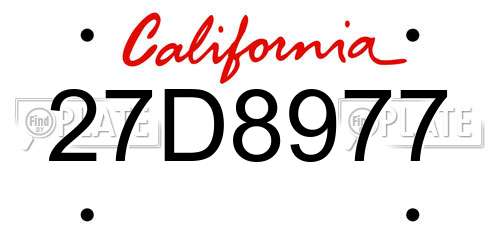 27D8977 California License Plate