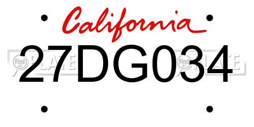27DG034 California License Plate