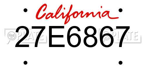 27E6867 California License Plate