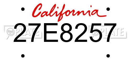 27E8257 California License Plate