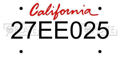 27EE025 California License Plate