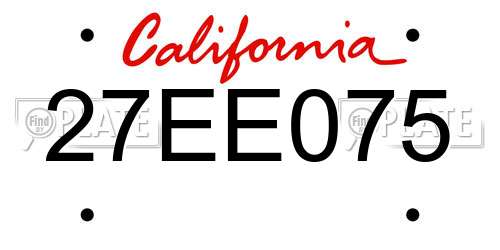 27EE075 California License Plate