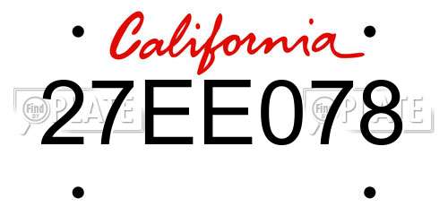 27EE078 California License Plate