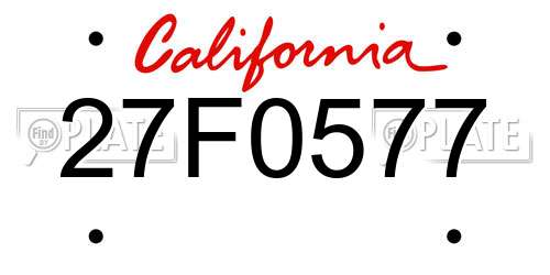 27F0577 California License Plate