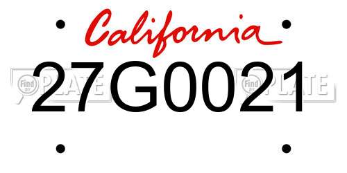 27G0021 California License Plate