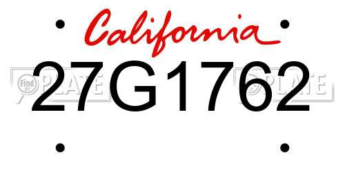 27G1762 California License Plate