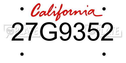27G9352 California License Plate