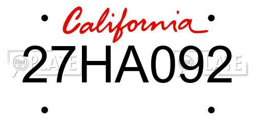 27HA092 California License Plate