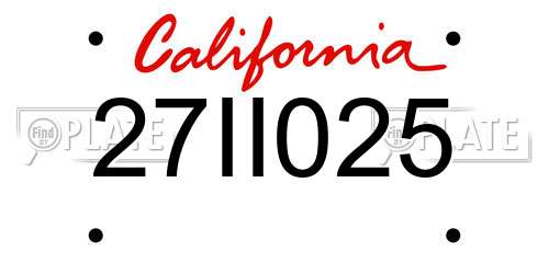 27II025 California License Plate