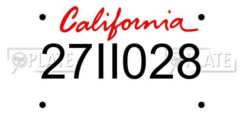 27II028 California License Plate