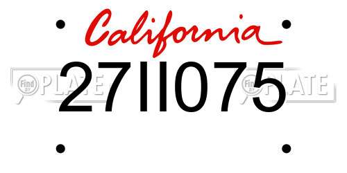 27II075 California License Plate