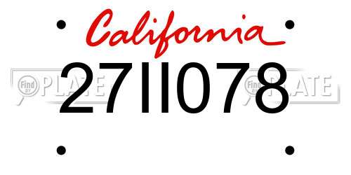 27II078 California License Plate