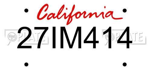 27IM414 California License Plate