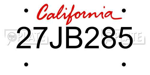 27JB285 California License Plate
