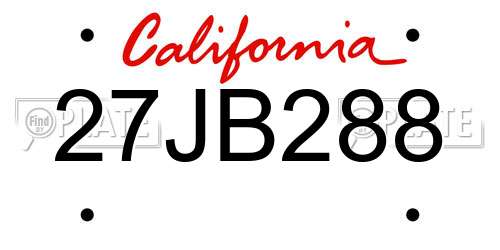 27JB288 California License Plate