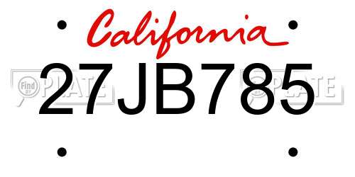 27JB785 California License Plate