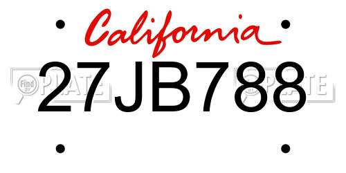 27JB788 California License Plate