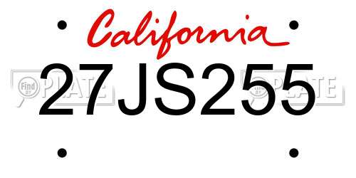 27JS255 California License Plate