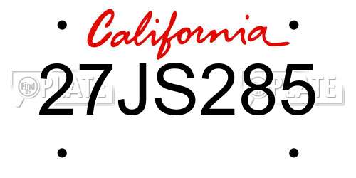 27JS285 California License Plate