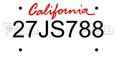27JS788 California License Plate