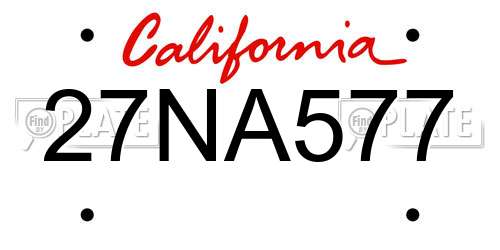 27NA577 California License Plate