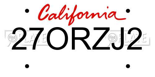 27ORZJ2 California License Plate