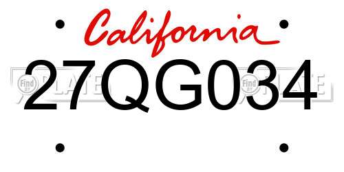 27QG034 California License Plate