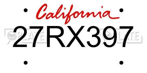 27RX397 California License Plate