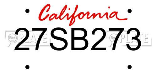 27SB273 California License Plate