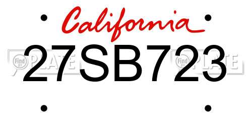 27SB723 California License Plate