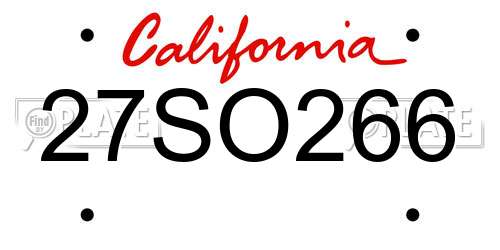 27SO266 California License Plate