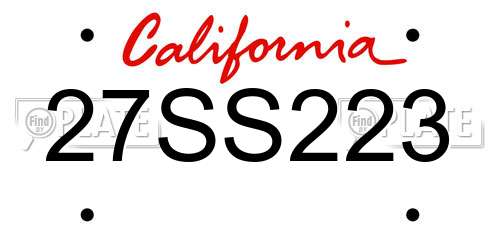 27SS223 California License Plate