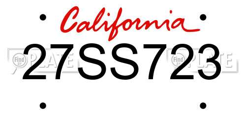 27SS723 California License Plate