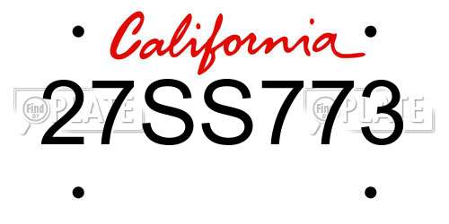 27SS773 California License Plate