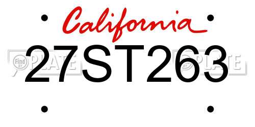 27ST263 California License Plate