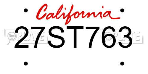 27ST763 California License Plate
