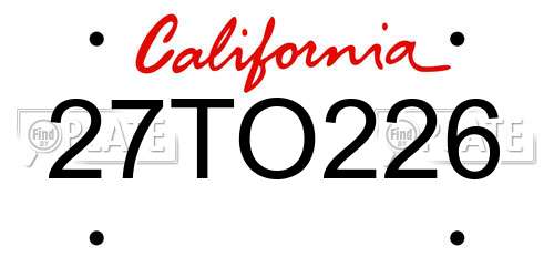 27TO226 California License Plate