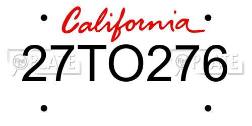 27TO276 California License Plate