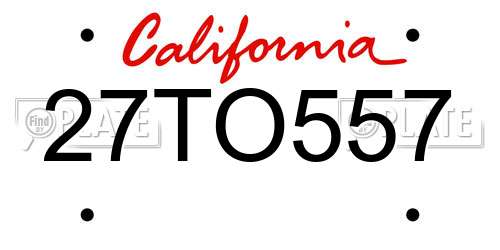 27TO557 California License Plate