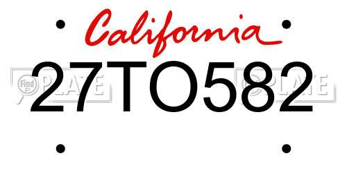 27TO582 California License Plate